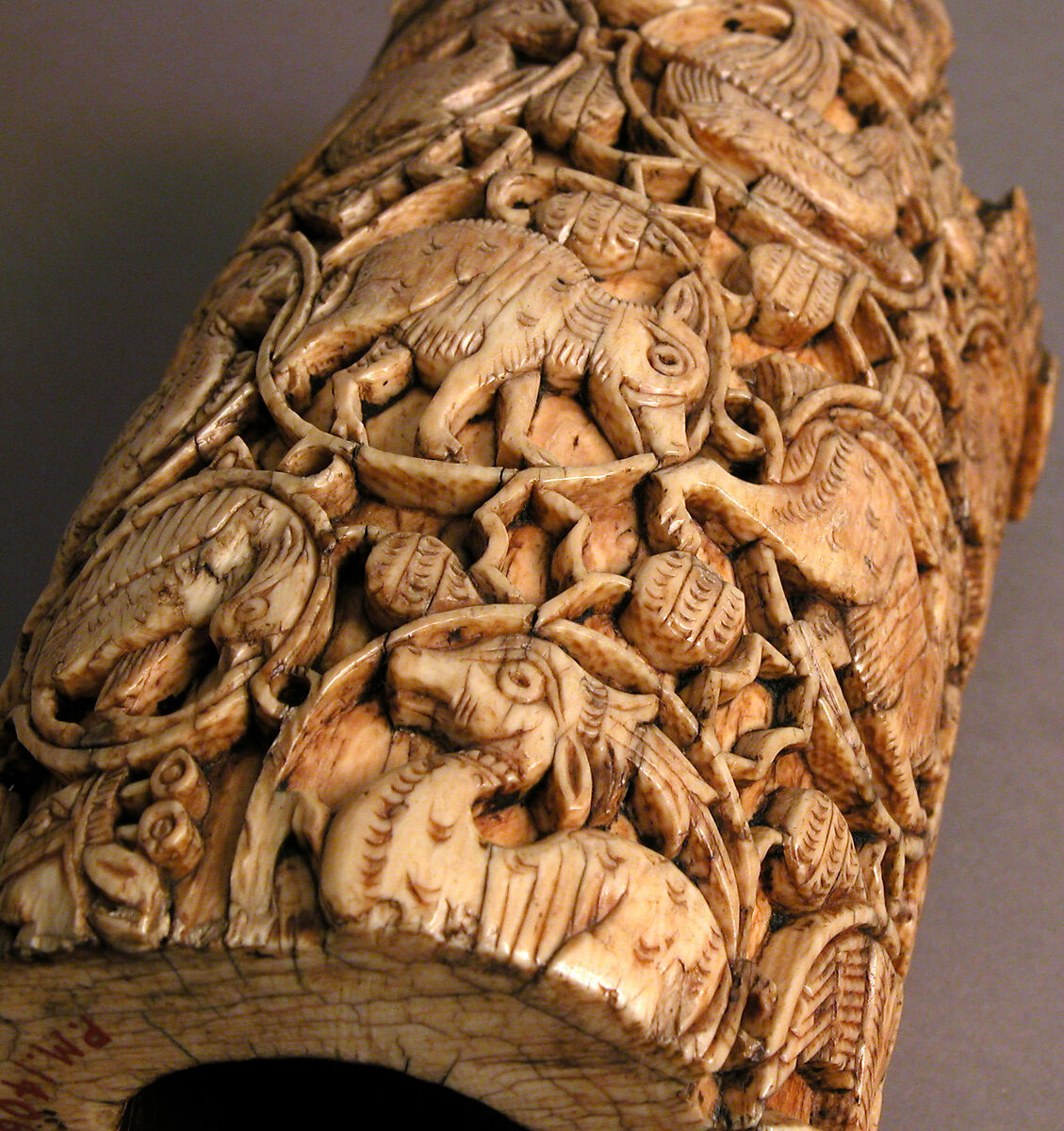 Fragment of an Oliphant, Ivory; carved
