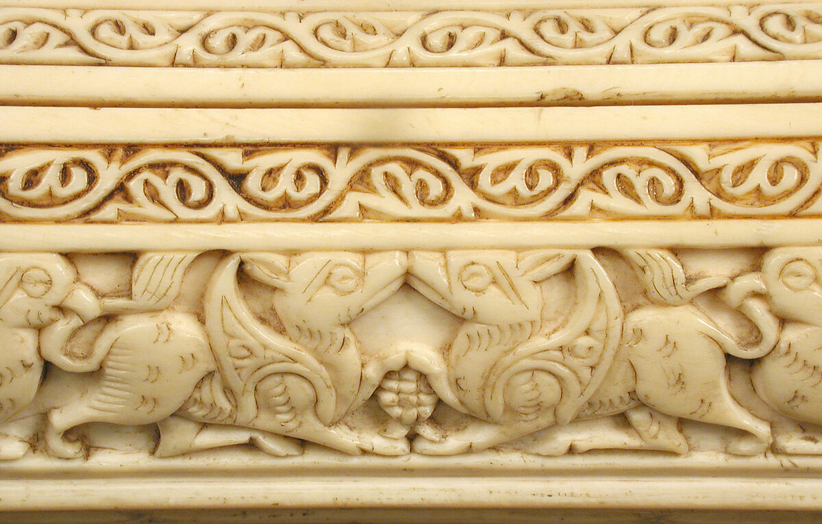 Pen Box, Ivory; carved; copper alloy mounts