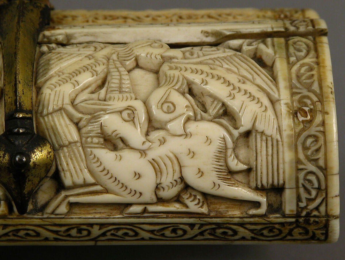 Pen Box, Ivory; carved; copper alloy mounts