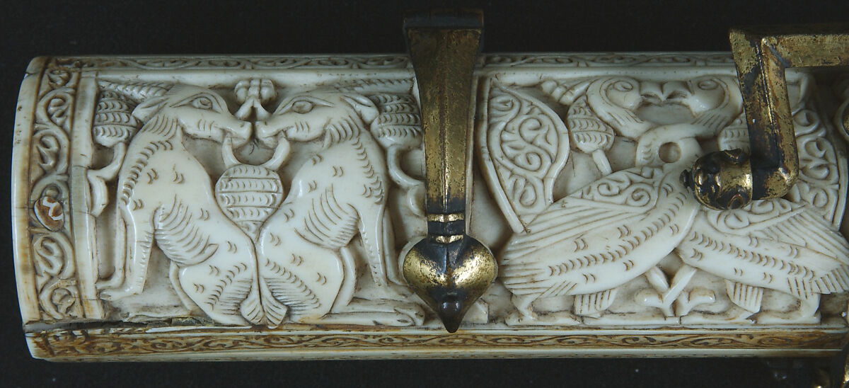 Pen Box, Ivory; carved; copper alloy mounts