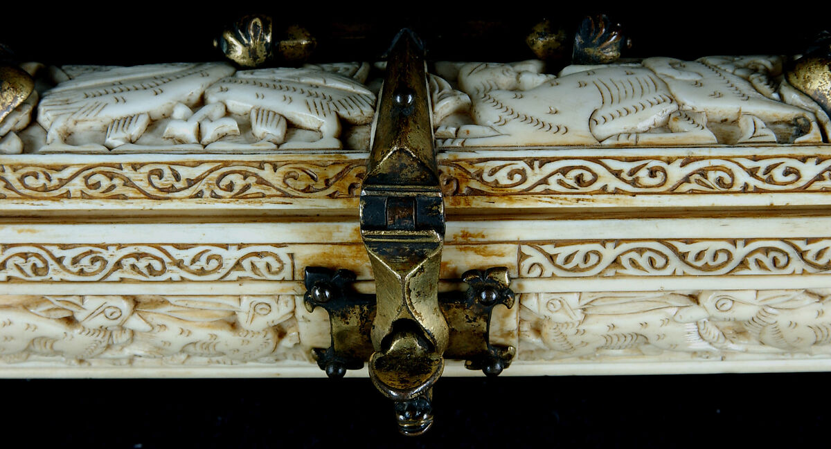 Pen Box, Ivory; carved; copper alloy mounts