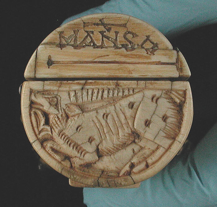 Pen Box, Ivory; carved; copper alloy mounts