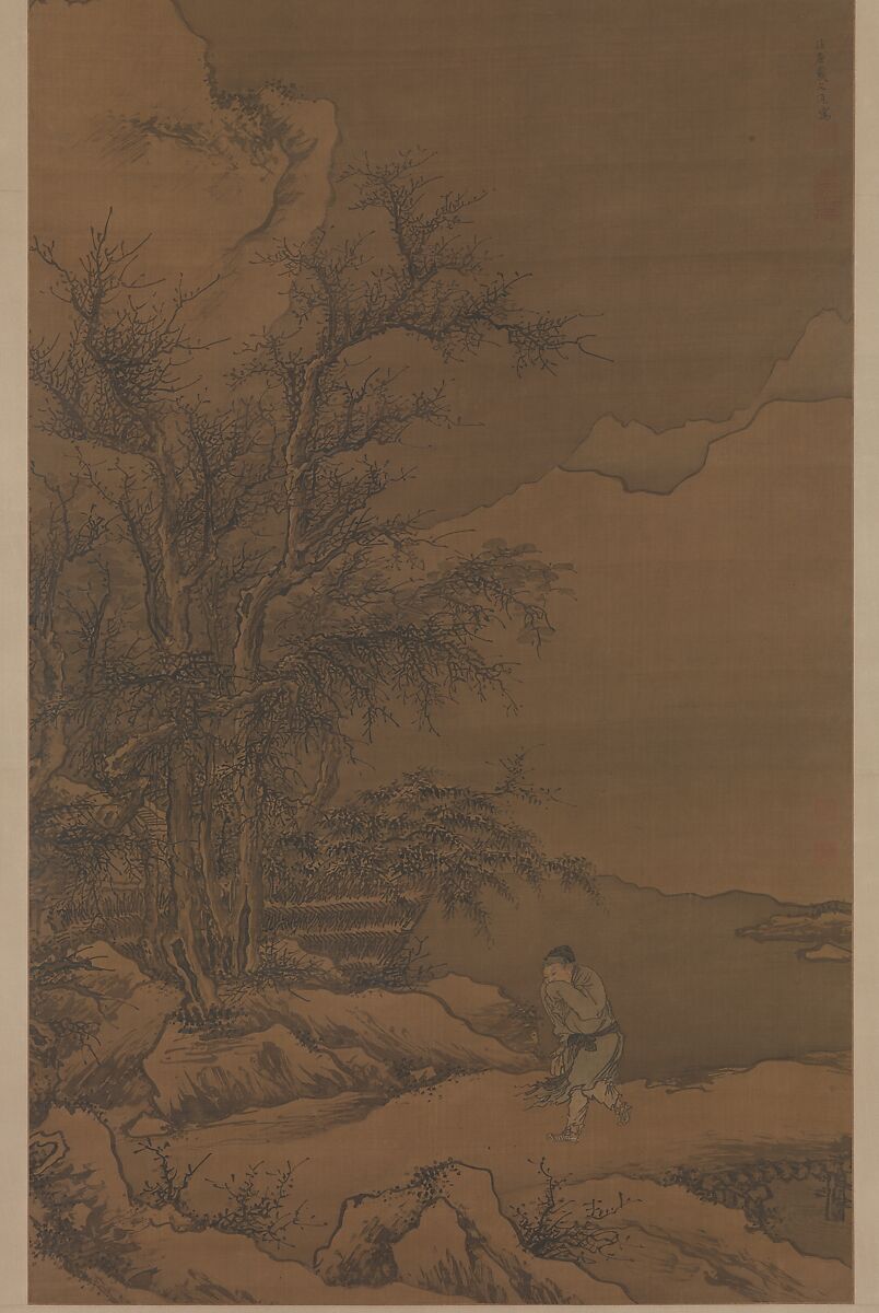Returning home through the snow, Dai Jin (Chinese, 1388–1462), Hanging scroll; ink and color on silk, China