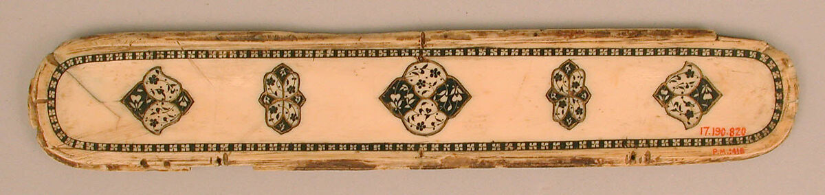 Cover of a Pen Box, Ivory; carved and inlaid with jewels