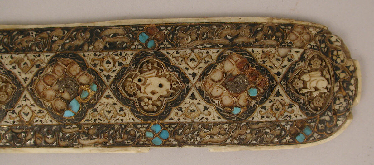 Cover of a Pen Box, Ivory; carved and inlaid with jewels