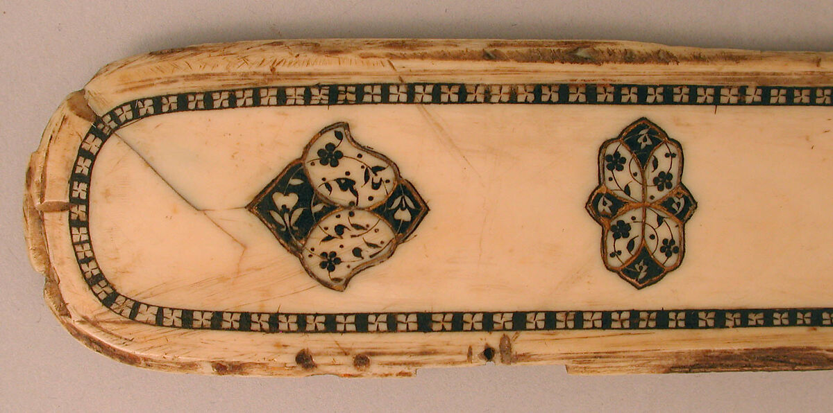 Cover of a Pen Box, Ivory; carved and inlaid with jewels