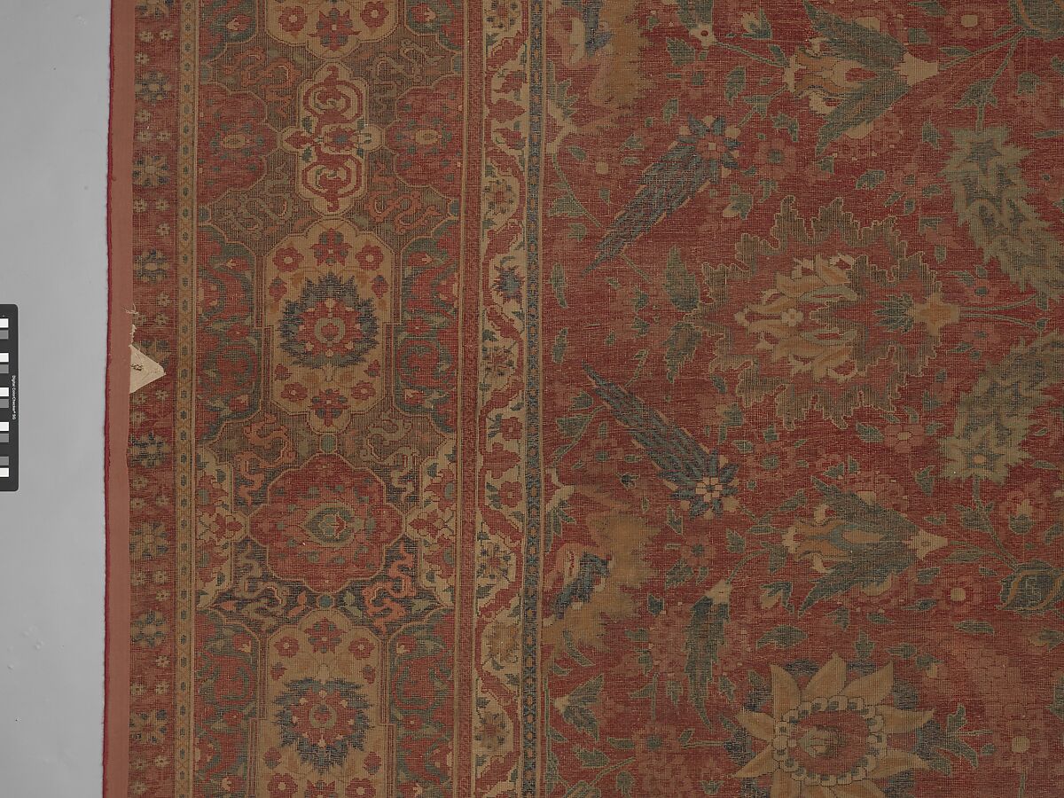 Carpet, Cotton (warp and weft), wool (pile); asymmetrically knotted pile