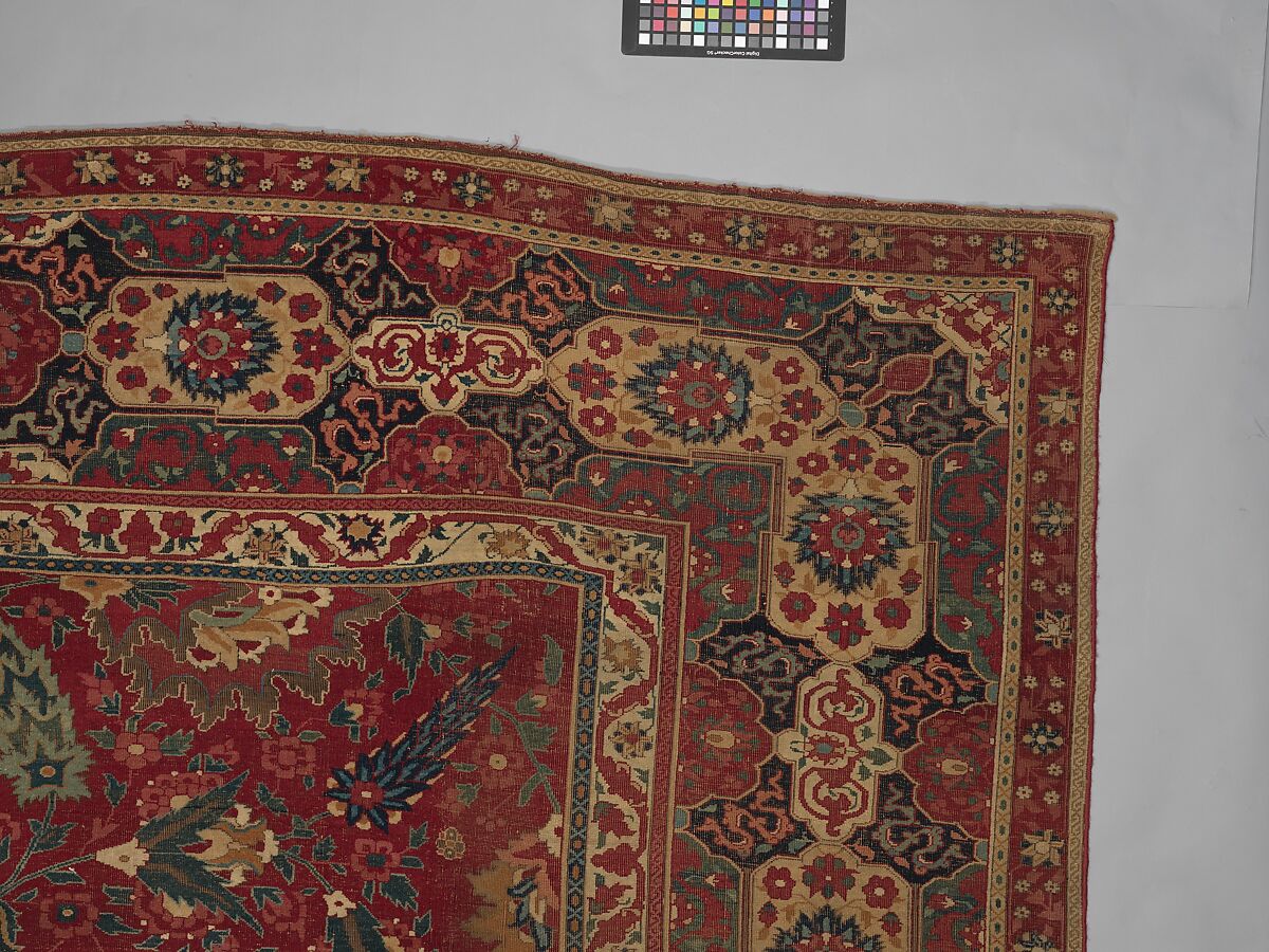 Carpet, Cotton (warp and weft), wool (pile); asymmetrically knotted pile