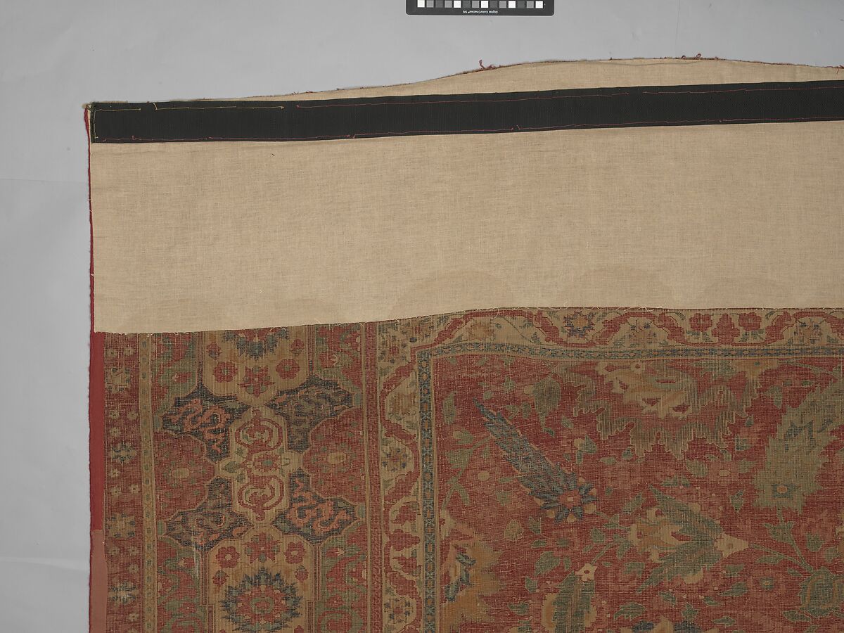 Carpet, Cotton (warp and weft), wool (pile); asymmetrically knotted pile