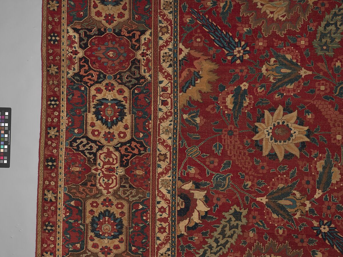 Carpet, Cotton (warp and weft), wool (pile); asymmetrically knotted pile