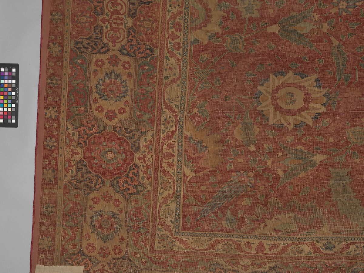 Carpet, Cotton (warp and weft), wool (pile); asymmetrically knotted pile