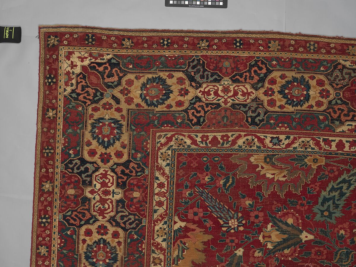 Carpet, Cotton (warp and weft), wool (pile); asymmetrically knotted pile