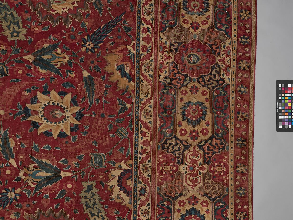 Carpet, Cotton (warp and weft), wool (pile); asymmetrically knotted pile