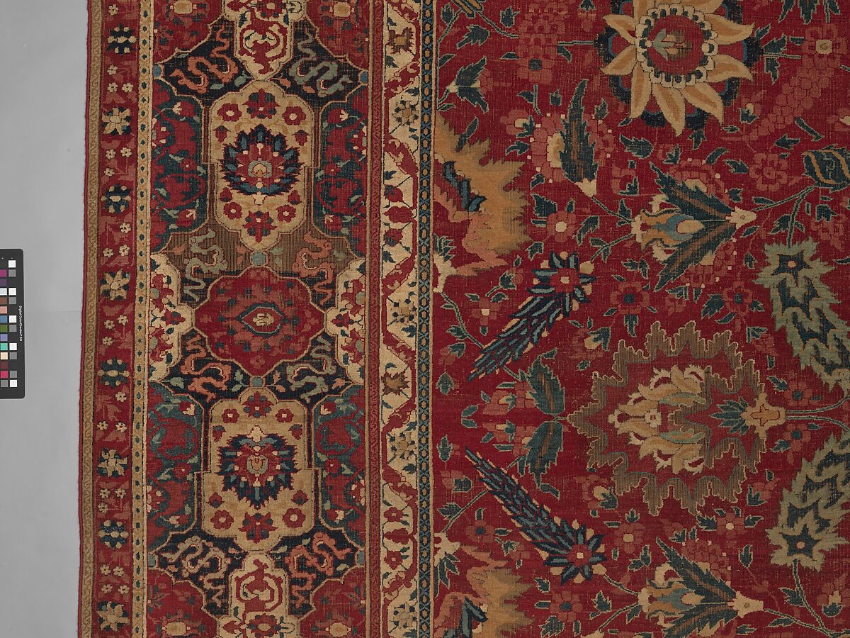 Carpet, Cotton (warp and weft), wool (pile); asymmetrically knotted pile