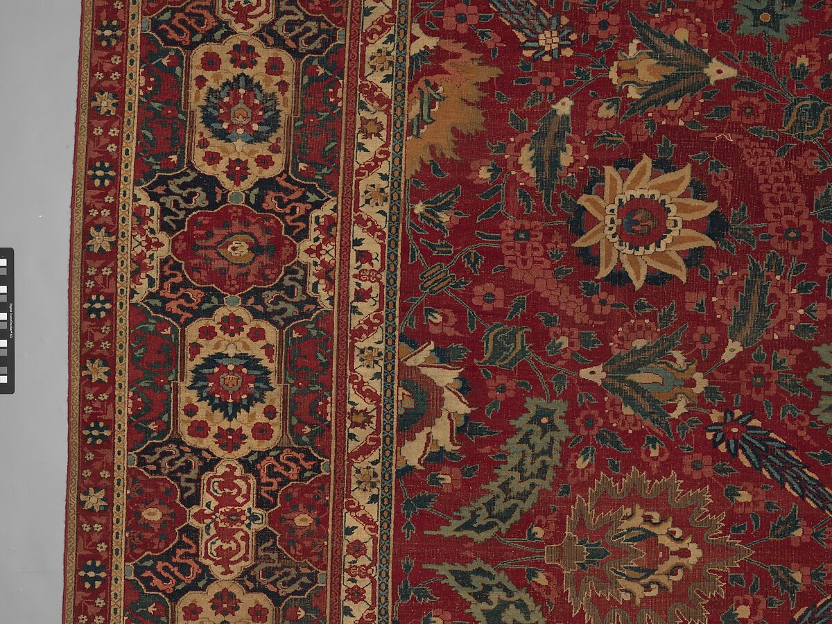 Carpet, Cotton (warp and weft), wool (pile); asymmetrically knotted pile