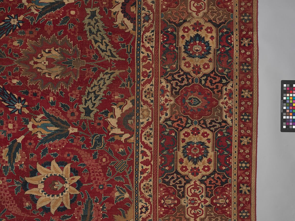 Carpet, Cotton (warp and weft), wool (pile); asymmetrically knotted pile