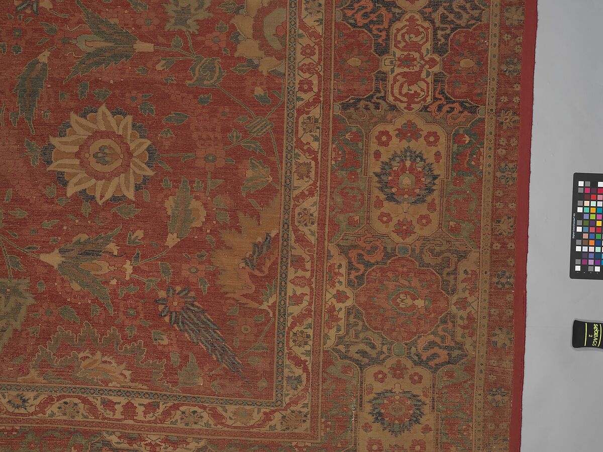 Carpet, Cotton (warp and weft), wool (pile); asymmetrically knotted pile