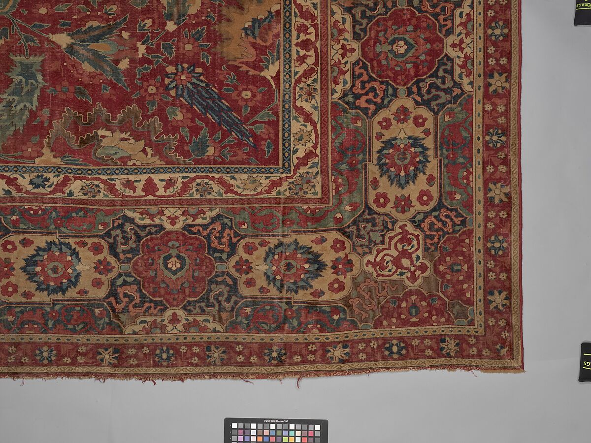 Carpet, Cotton (warp and weft), wool (pile); asymmetrically knotted pile