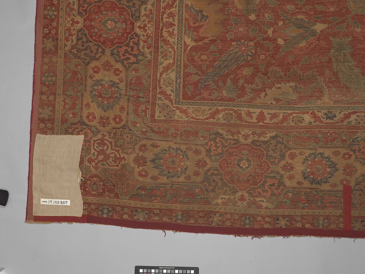 Carpet, Cotton (warp and weft), wool (pile); asymmetrically knotted pile