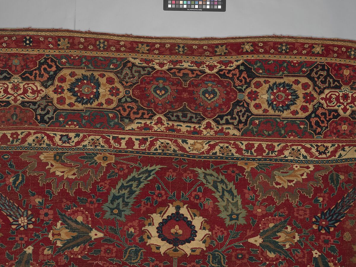 Carpet, Cotton (warp and weft), wool (pile); asymmetrically knotted pile