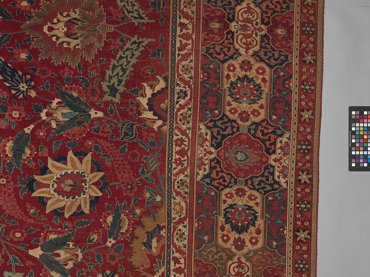 Carpet, Cotton (warp and weft), wool (pile); asymmetrically knotted pile