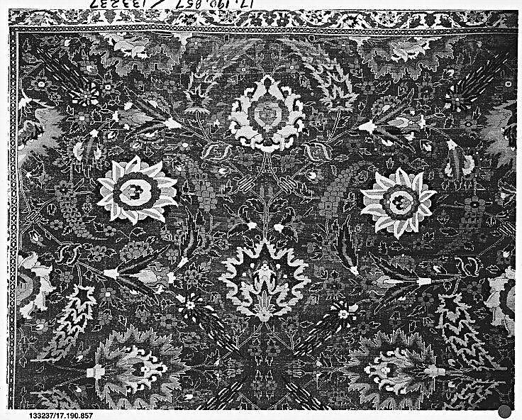 Carpet, Cotton (warp and weft), wool (pile); asymmetrically knotted pile