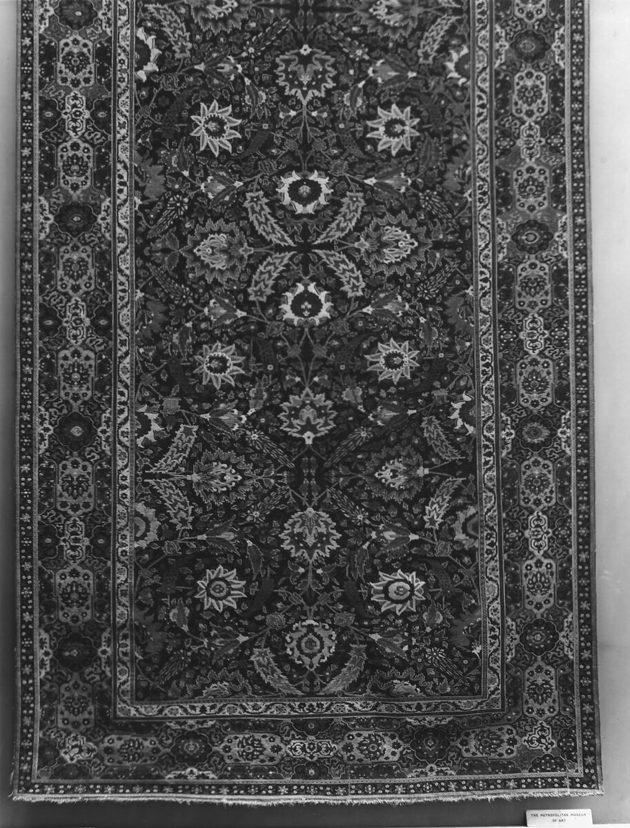 Carpet, Cotton (warp and weft), wool (pile); asymmetrically knotted pile