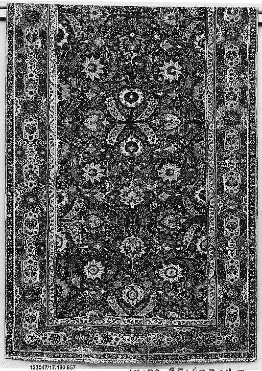 Carpet, Cotton (warp and weft), wool (pile); asymmetrically knotted pile