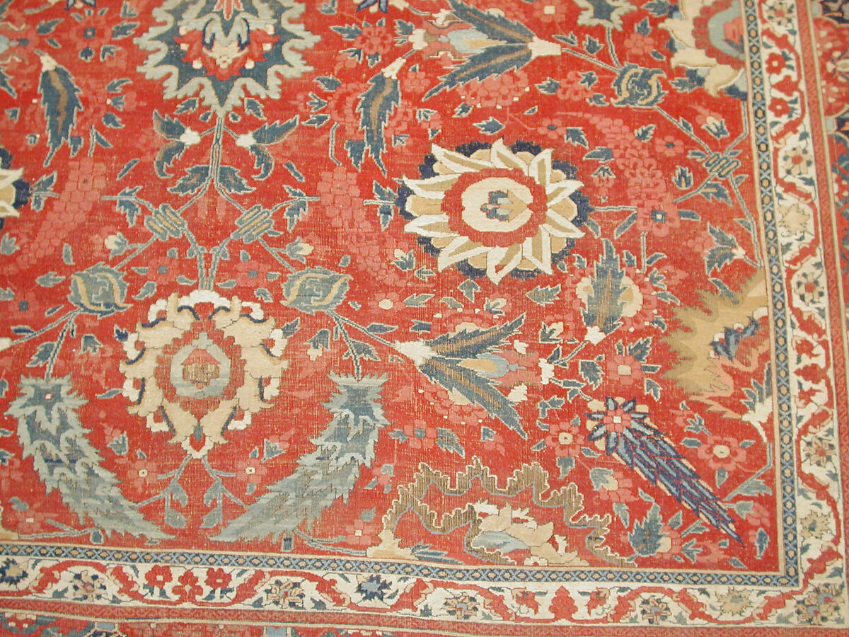 Carpet, Cotton (warp and weft), wool (pile); asymmetrically knotted pile