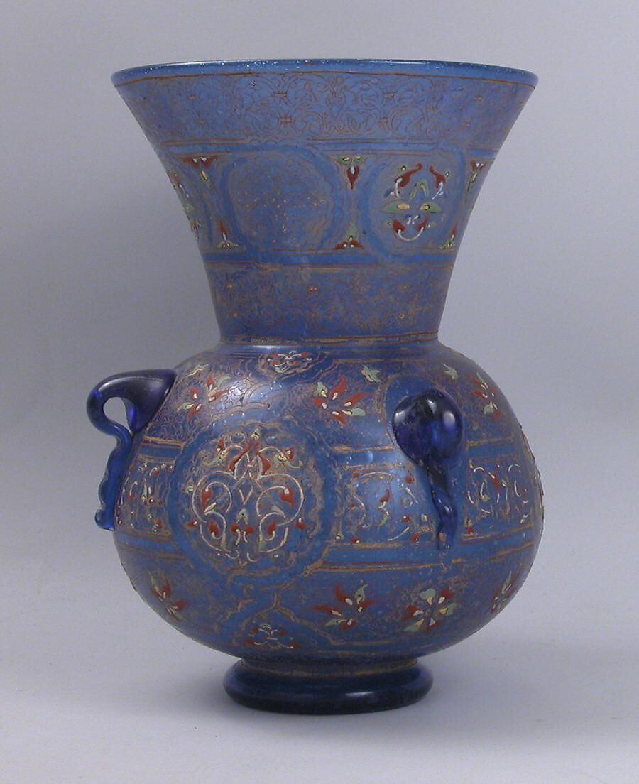 Mosque Lamp, Glass; enameled