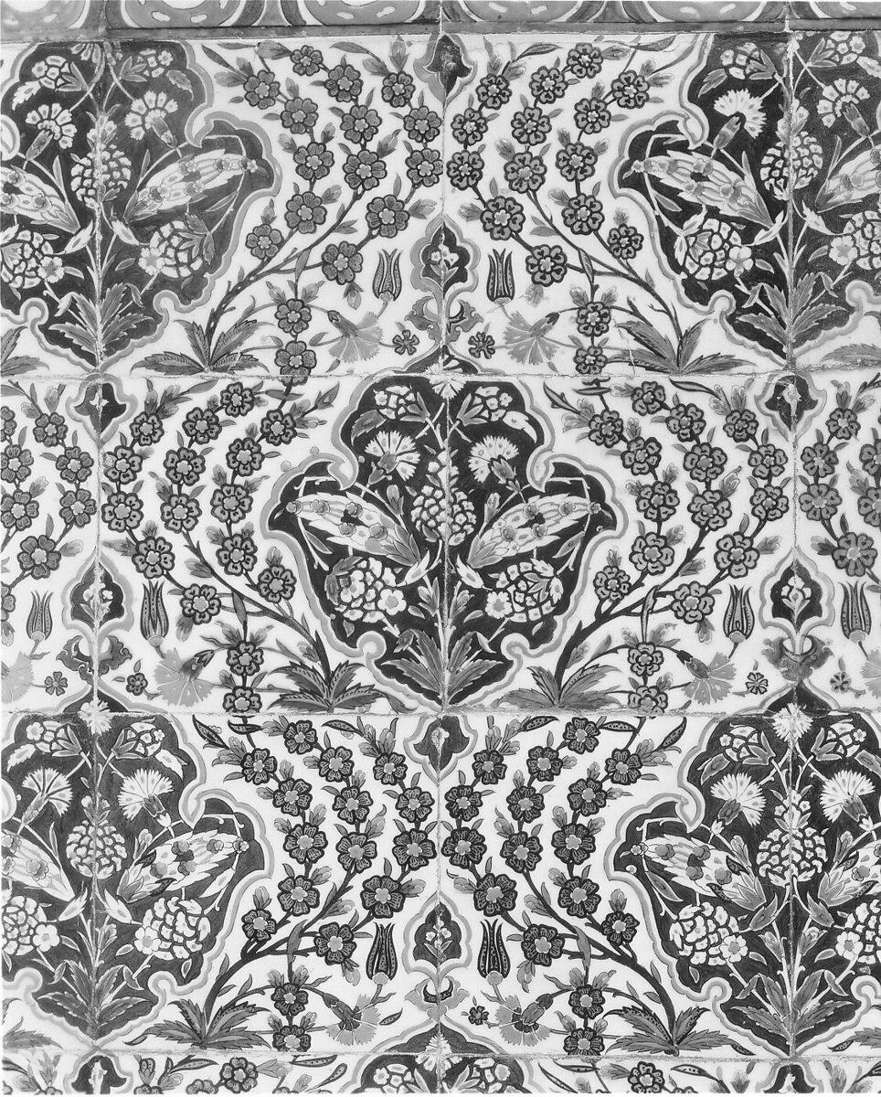 Tile Panel, Stonepaste; polychrome painted under transparent glaze.