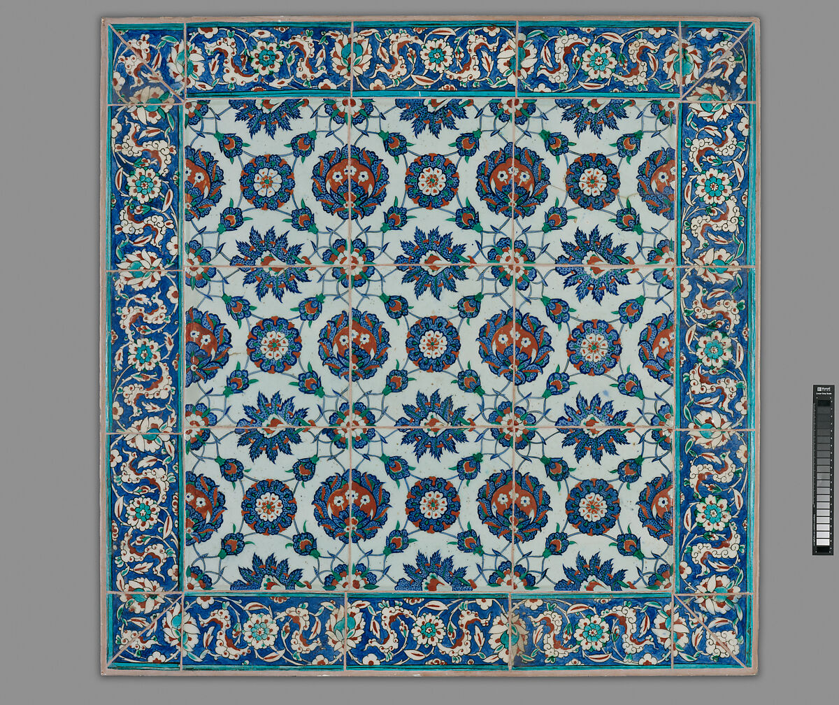 Tile Panel, Stonepaste; polychrome painted under a transparent glaze 