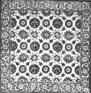 Tile Panel, Stonepaste; polychrome painted under a transparent glaze