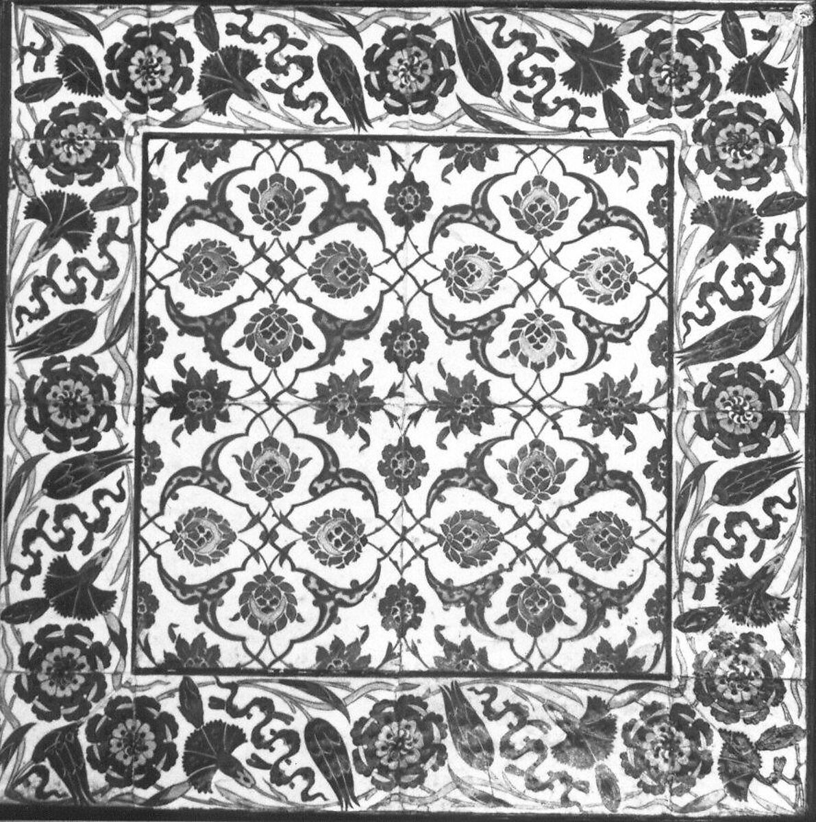 Tile Panel, Stonepaste; polychrome painted under transparent glaze