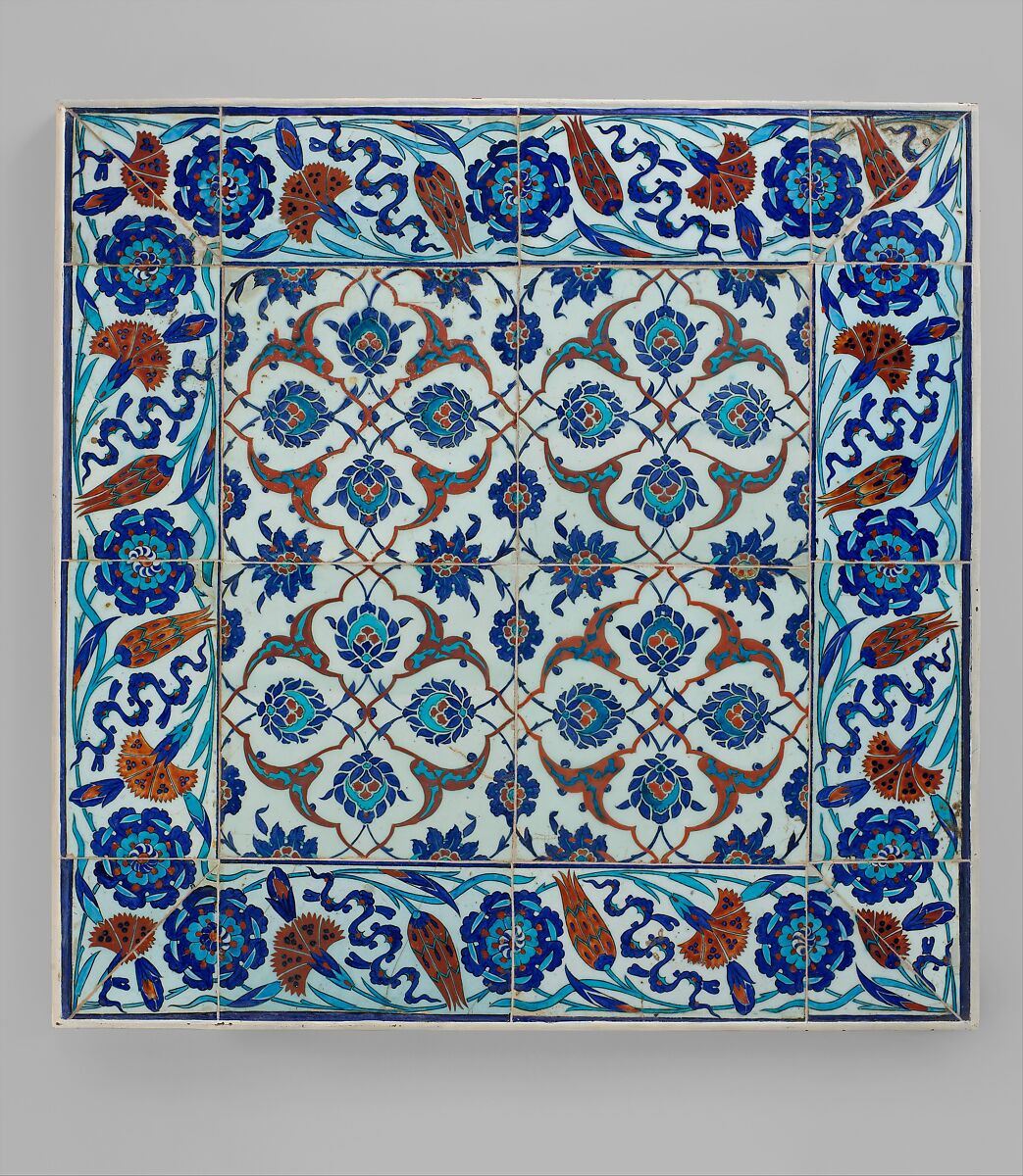 Tile Panel, Stonepaste; polychrome painted under transparent glaze 