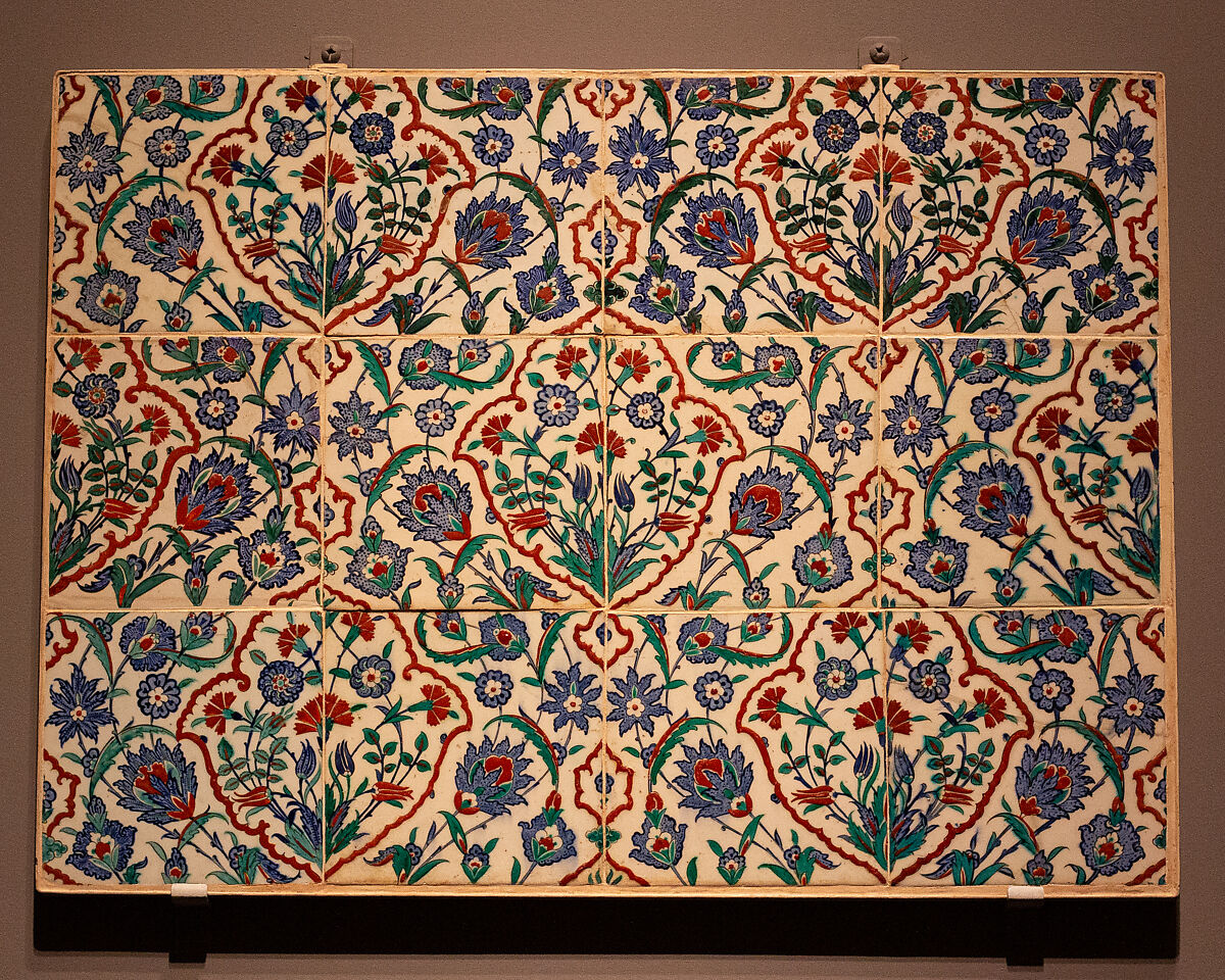 Tile Panel, Stonepaste; polychrome painted under transparent glaze 