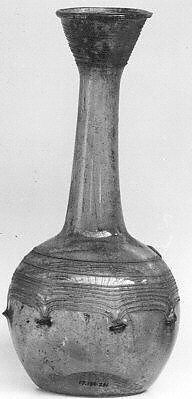 Bottle, Glass; free blown with applied decoration
