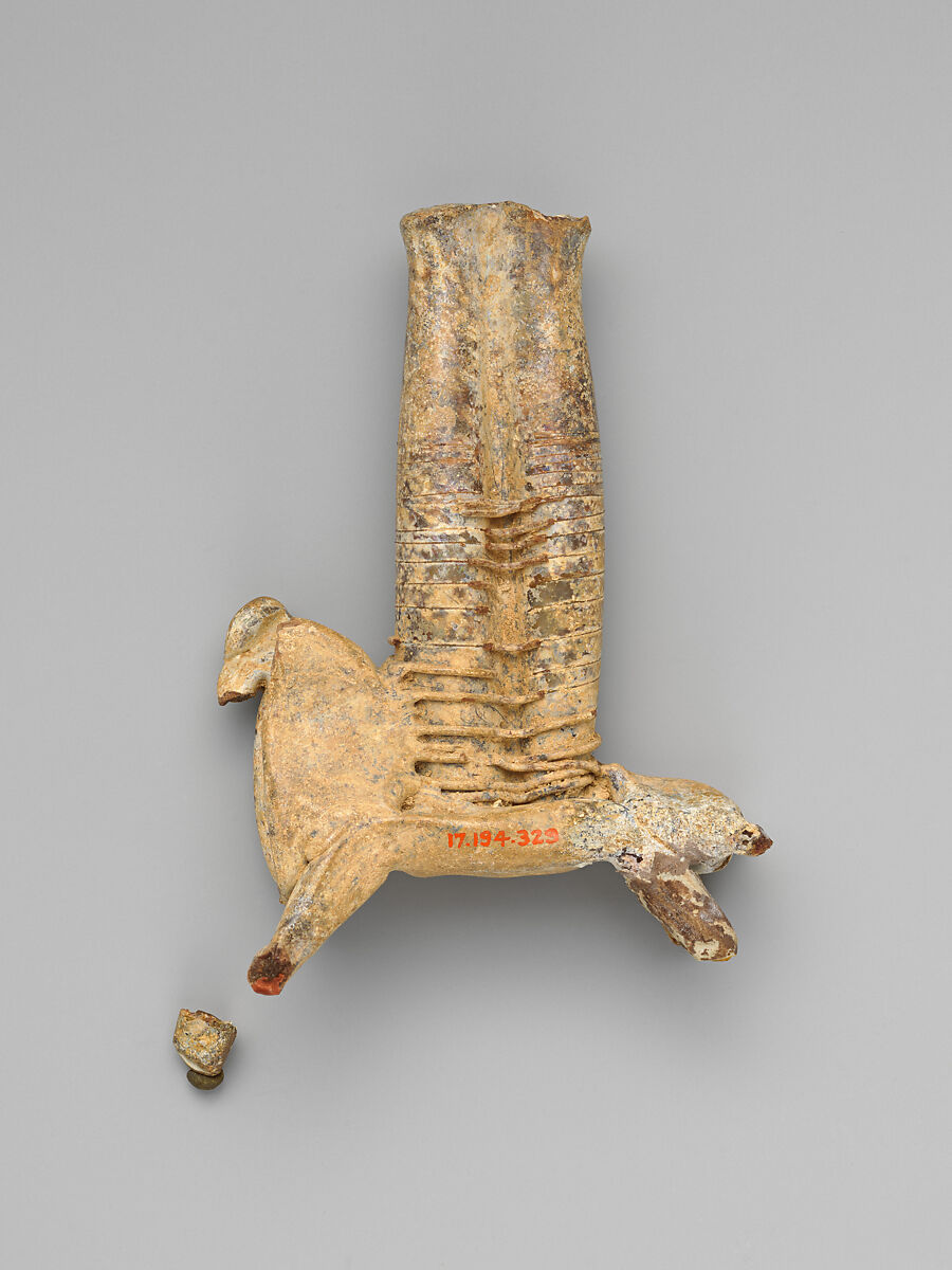 Kohl Flask, Glass; blown, pinched, and applied decoration, tooled on the pontil