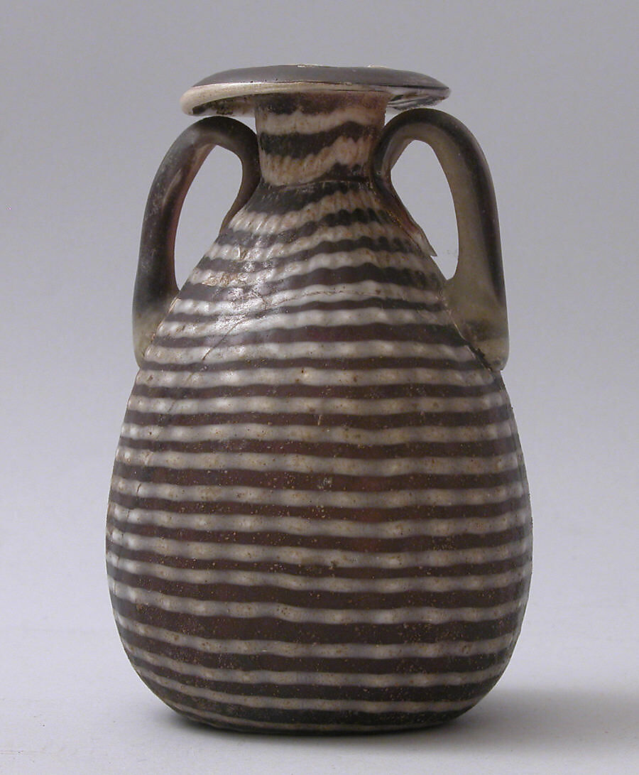 Vase, Glass; mold blown, and applied, tooled on the pontil 