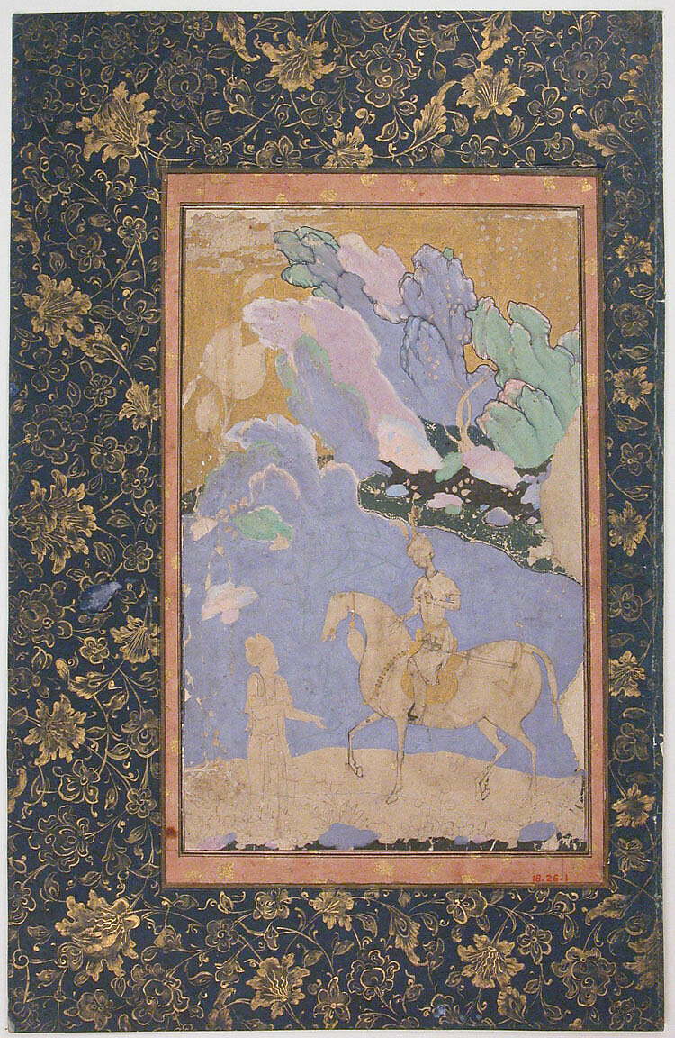 Meeting of a Prince and Poet, Ink, opaque watercolor, silver, and gold on paper