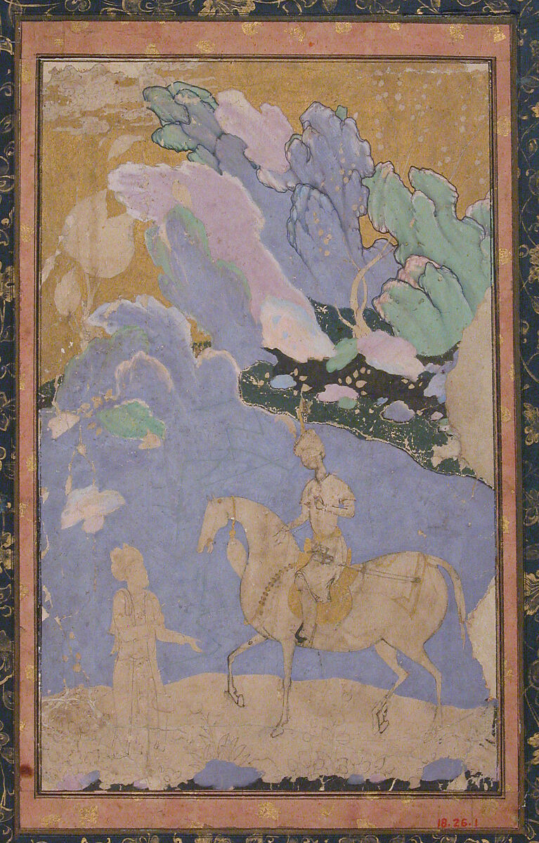 Meeting of a Prince and Poet, Ink, opaque watercolor, silver, and gold on paper