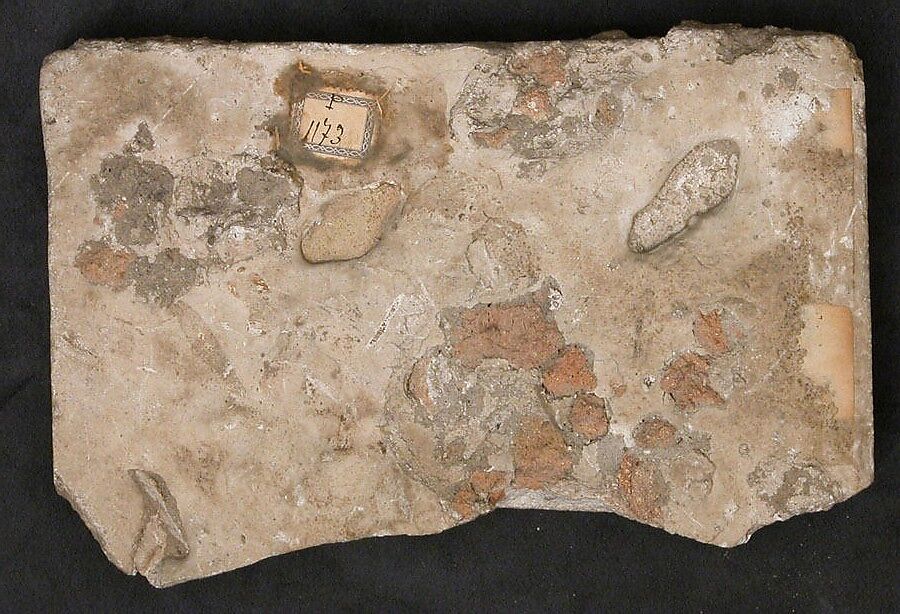 Fragment of a Frieze with Addorsed Lions, Gypsum plaster; molded, traces of painting
