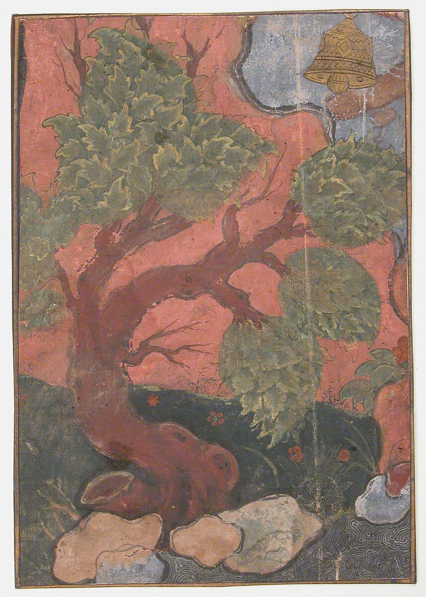 Tree on a River Bank, Painted on cotton