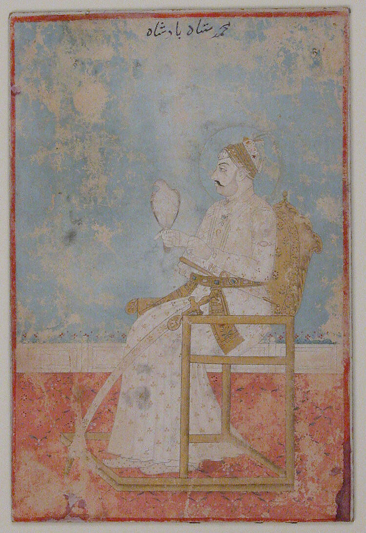 Portrait of Muhammad Shah, Ink, opaque watercolor, and gold on paper 