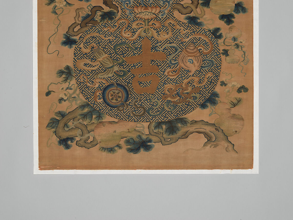 Panel with gourds on vines, Silk, wool, and metal thread tapestry (kesi), China