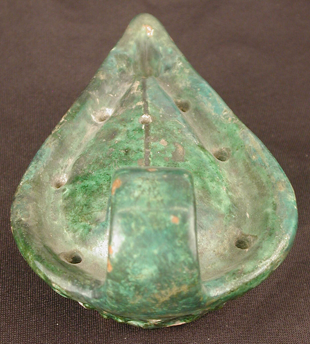 Lamp, Earthenware; molded, slipped and glazed