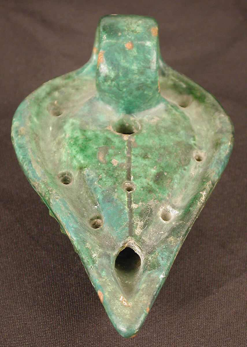 Lamp, Earthenware; molded, slipped and glazed