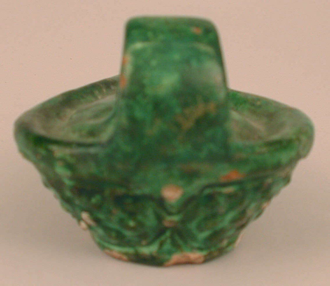 Lamp, Earthenware; molded, slipped and glazed