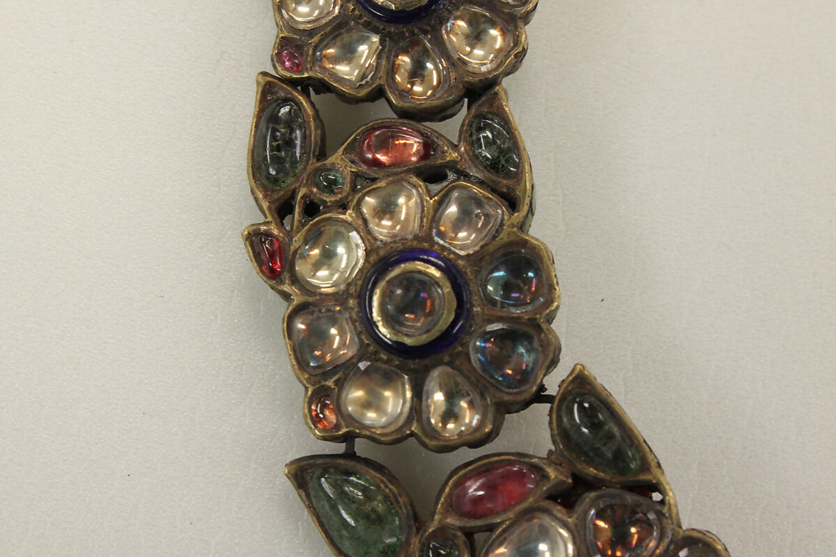 Necklace, Gold, enamel, silk