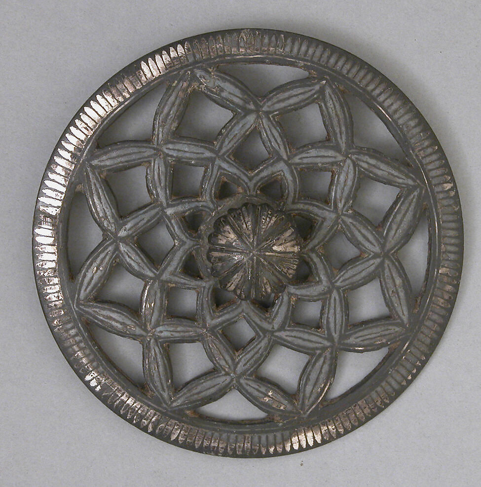 Basin, Zinc alloy; cast, engraved, inlaid with silver (bidri ware)